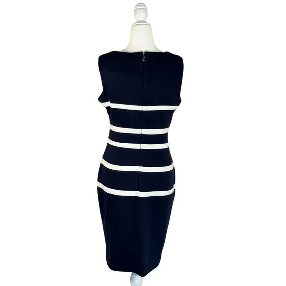 Tommy Hilfiger Size M Blue & White Striped Sheath Dress Womens stretch comfort - Picture 2 of 8